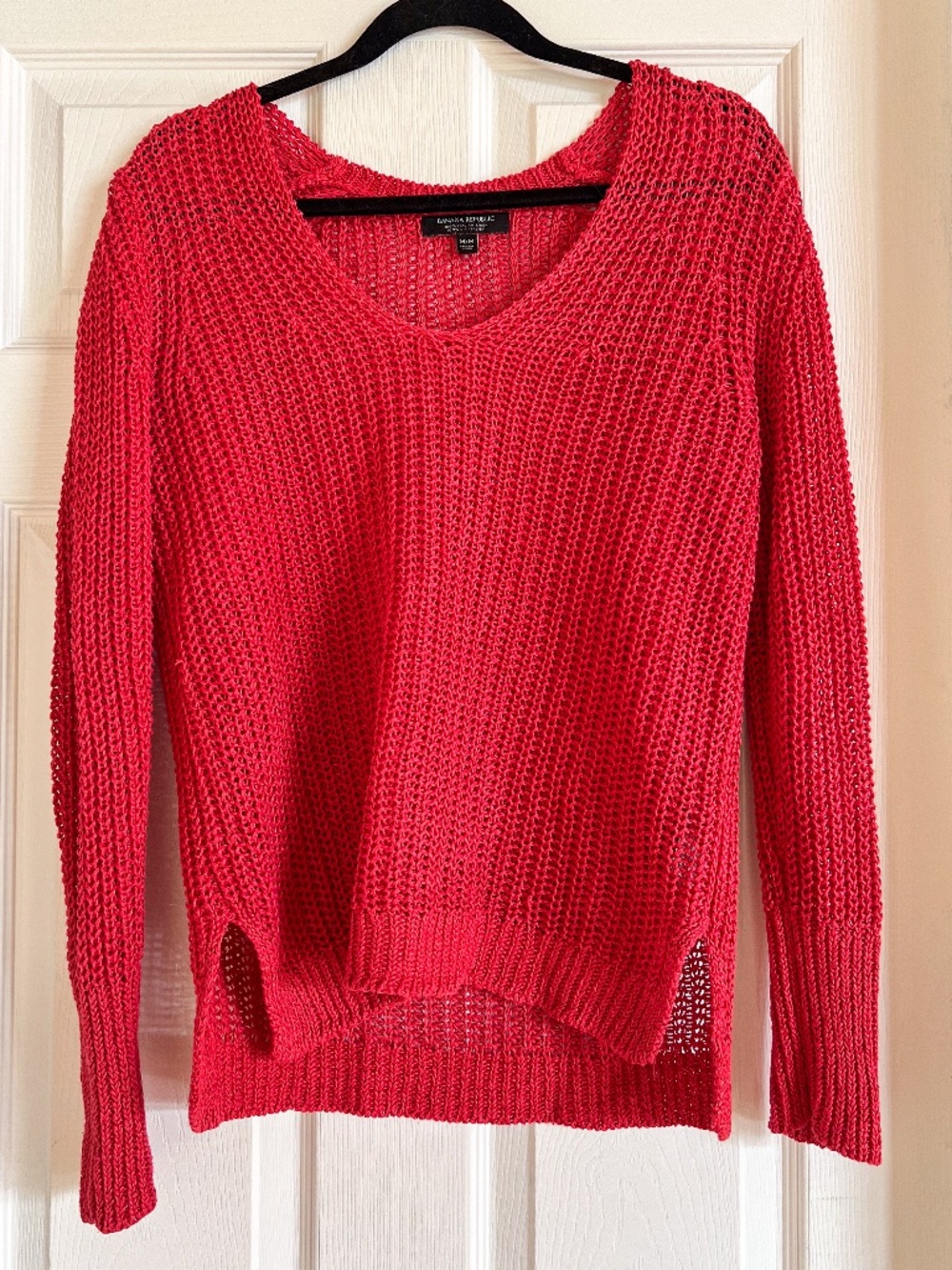 Banana Republic 100% Italian Linen Open Knit Sweater Pink Medium